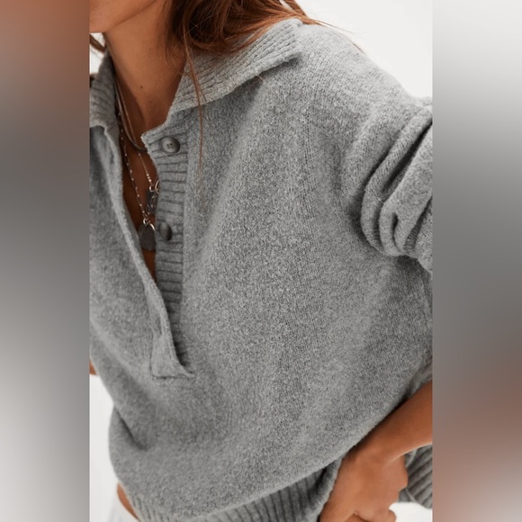 NWOT Free People Trading up Polo Sweater - Picture 4 of 6